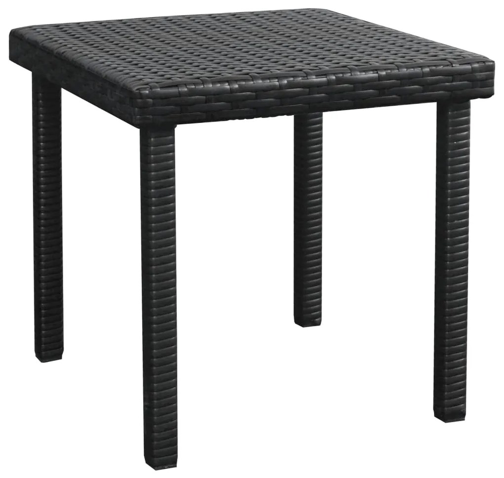 Lettini Prendisole 2 pz con Tavolo in Polyrattan Nero