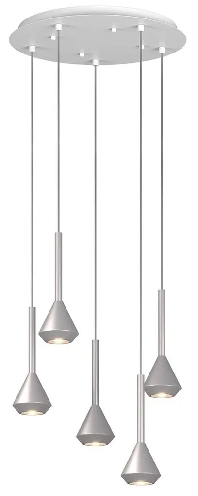 Lampadario Moderno Aygo Metallo Bianco E Alluminio 5 Luci Gu10