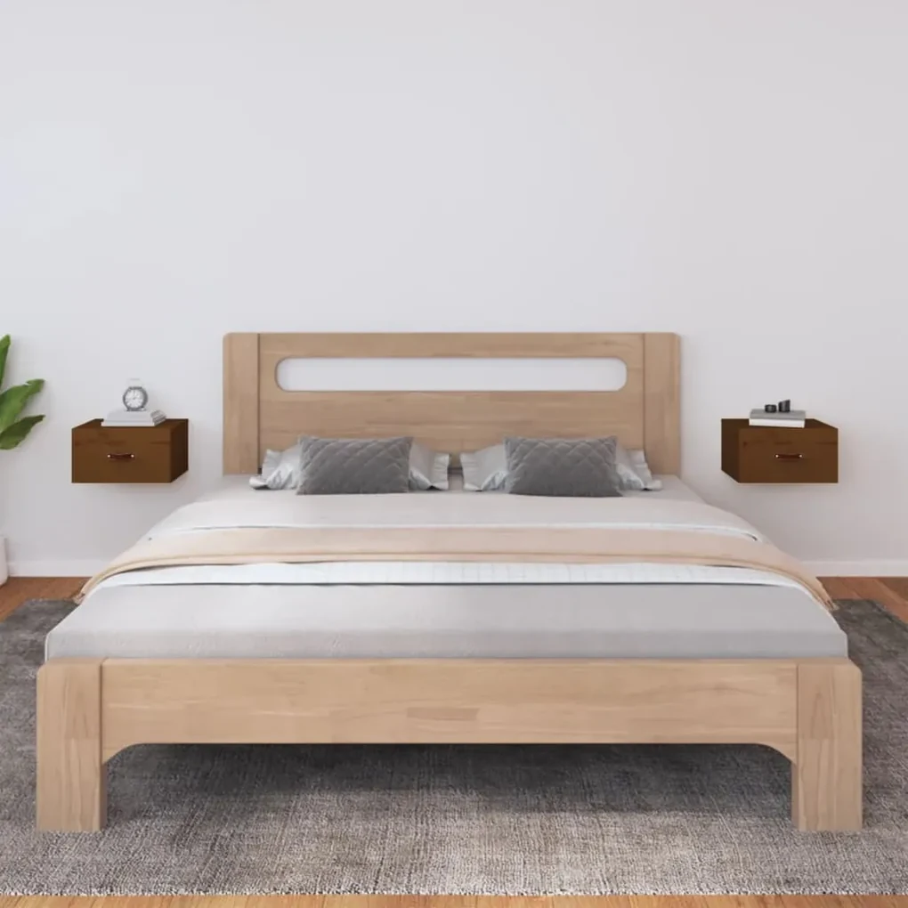 Comodini a muro 2 pz miele 40x29,5x22 cm