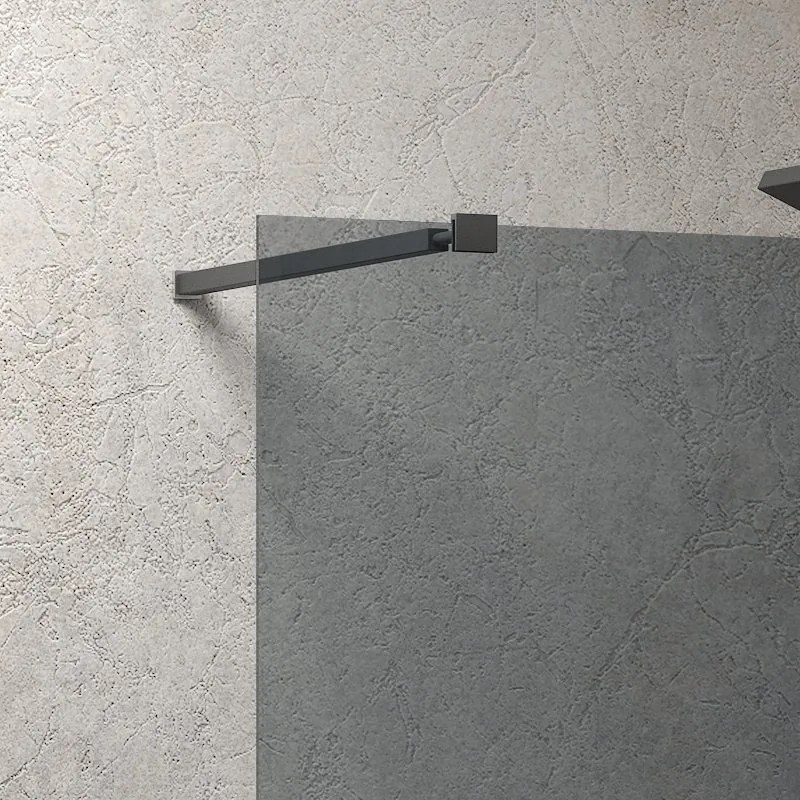 Doccia walkin 110cm con vetro fumé e profilo nero opaco KW-100BF - KAMALU