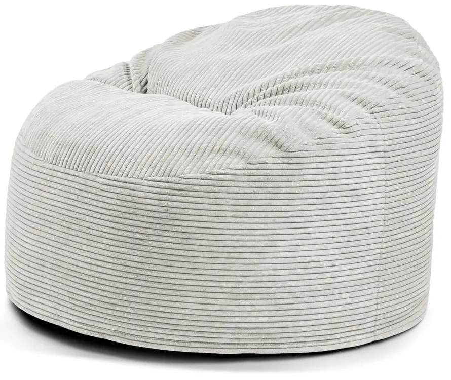 Pouf a sacco per bambini color crema con rivestimento in velluto a coste Om 85 – SLOWDOWN