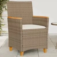 Sedie Giardino con Cuscini 2 pz Beige Polyrattan Legno Massellocod mxl 92123