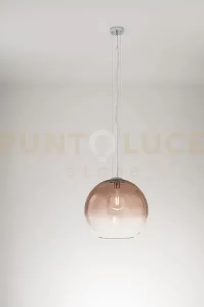 Planet sospensione in vetro e metallo marrone trasparente sufumato ...