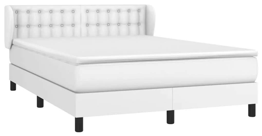 Giroletto a molle con materasso bianco 140x190 cm in similpelle