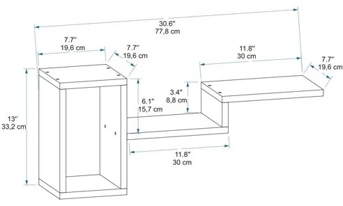 Mensola Sospesa Design Moderno 78x20x33 Berry Antracite