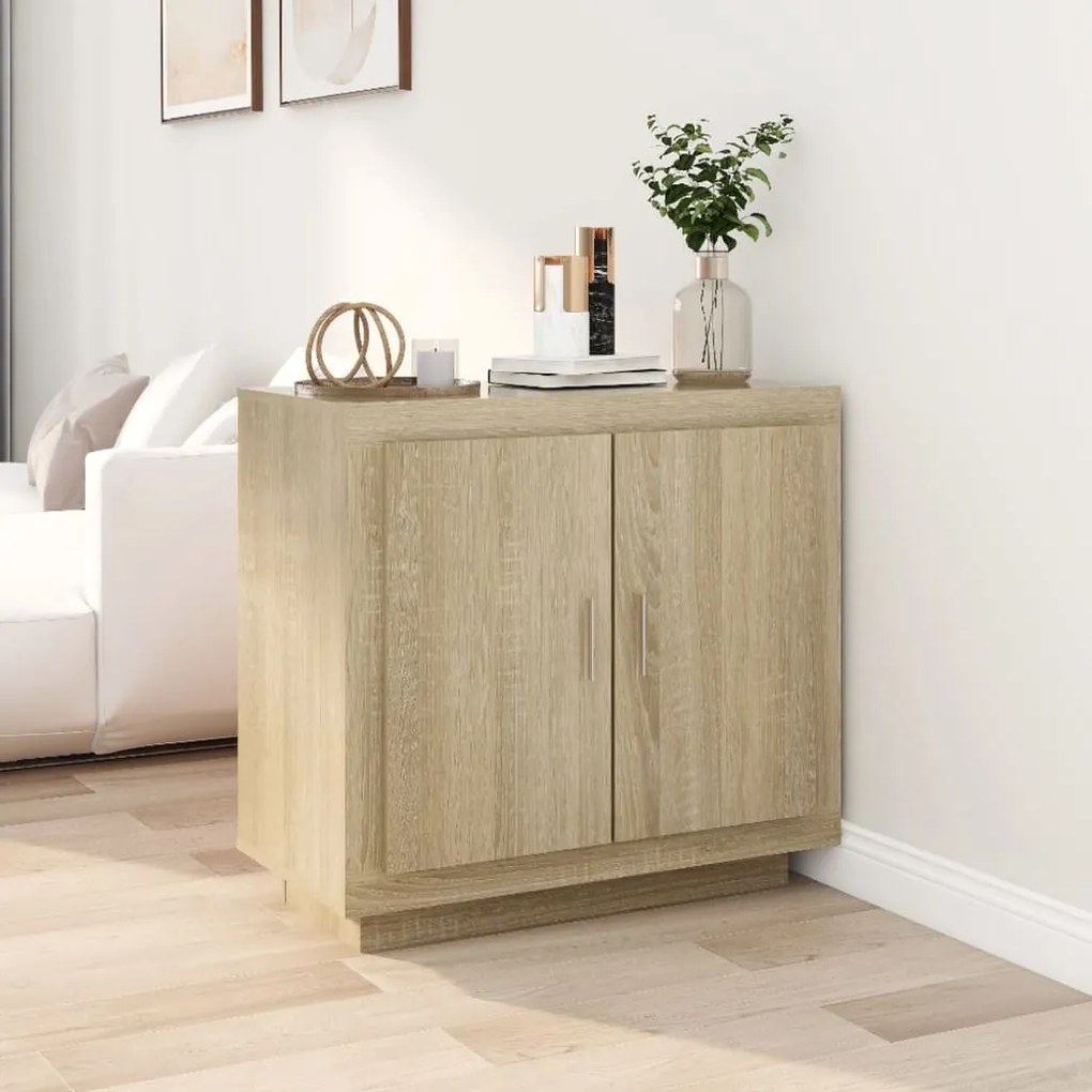 Credenza rovere sonoma 80x40x75 cm in legno compensato