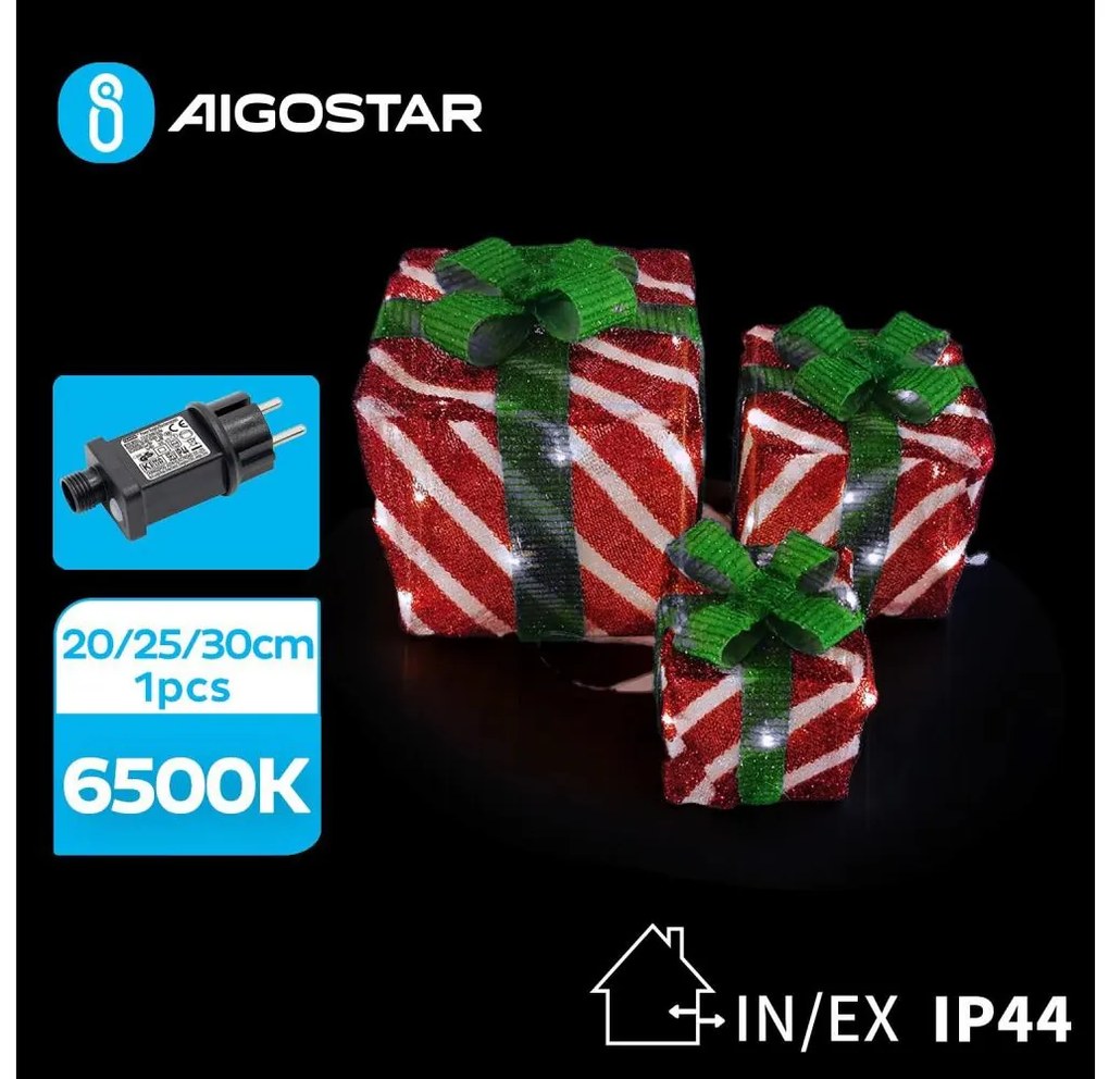Aigostar- LED Decorazione natalizia da esterno 3,6W/31/230V 6500K 20/25/30cm IP44 regali