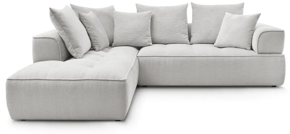 Divano angolare grigio chiaro (penisola a sinistra/a L) con rivestimento in ciniglia Whesley – Bobochic Paris