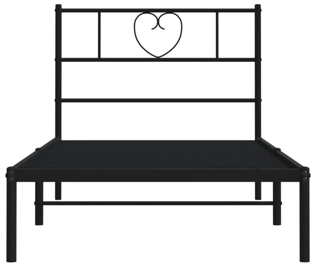 Giroletto con testiera in metallo nero 90x200 cm