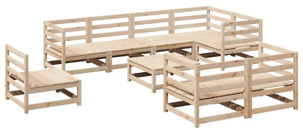 Set divani da giardino 9 pz in legno massello di pino