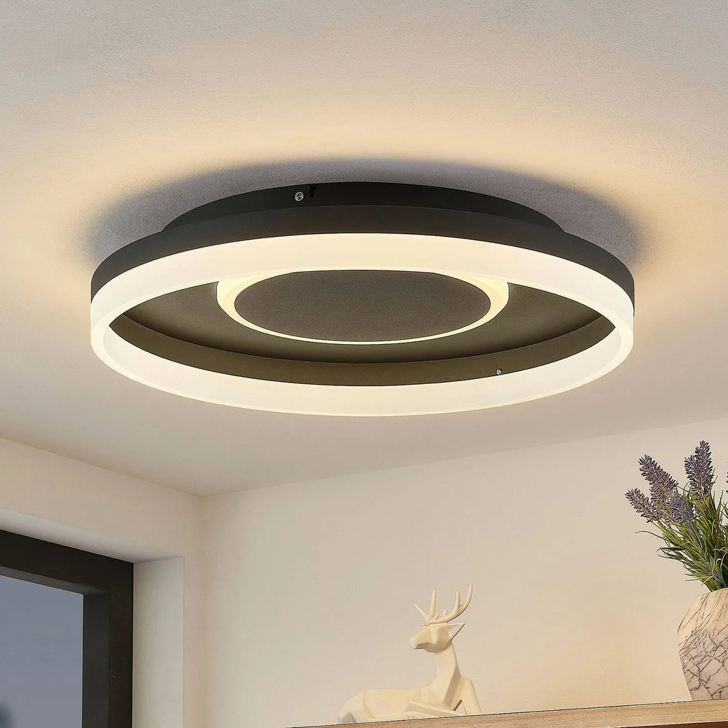 Plafoniera a LED Felisha Lindby, dimmerabile, Nero, Soggiorno / Sala da pranzo, Plastica, Moderno, Plafoniera LED