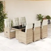 Set da Bistr da Giardino 7 pz con Cuscini Beige in Polyrattan 3277104