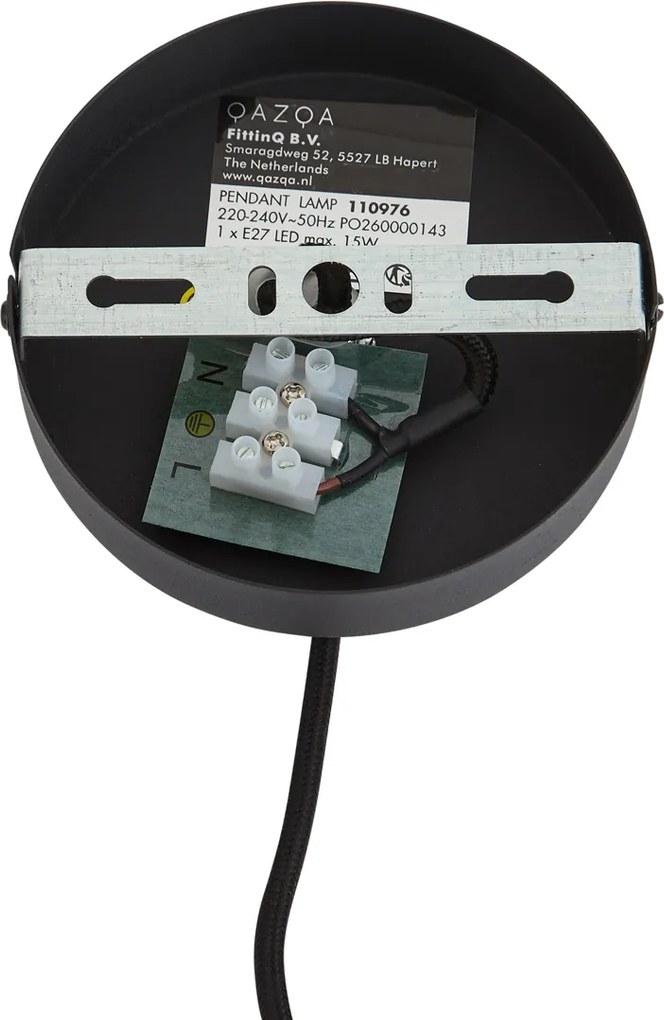 Lampada a sospensione Japandi Nera con paralume in lino bianco 50 cm - Rieu