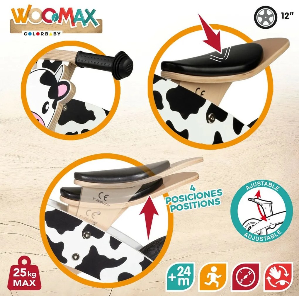 Bicicletta per Bambini Woomax Mucca 12" Senza pedali