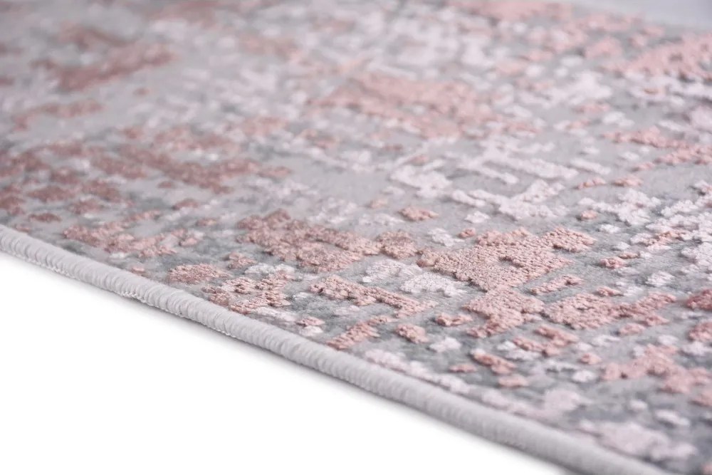 Passatoia per scale rosa e grigio in cotone set da 16 pz 25x65 cm Milano Pembe - Vitaus