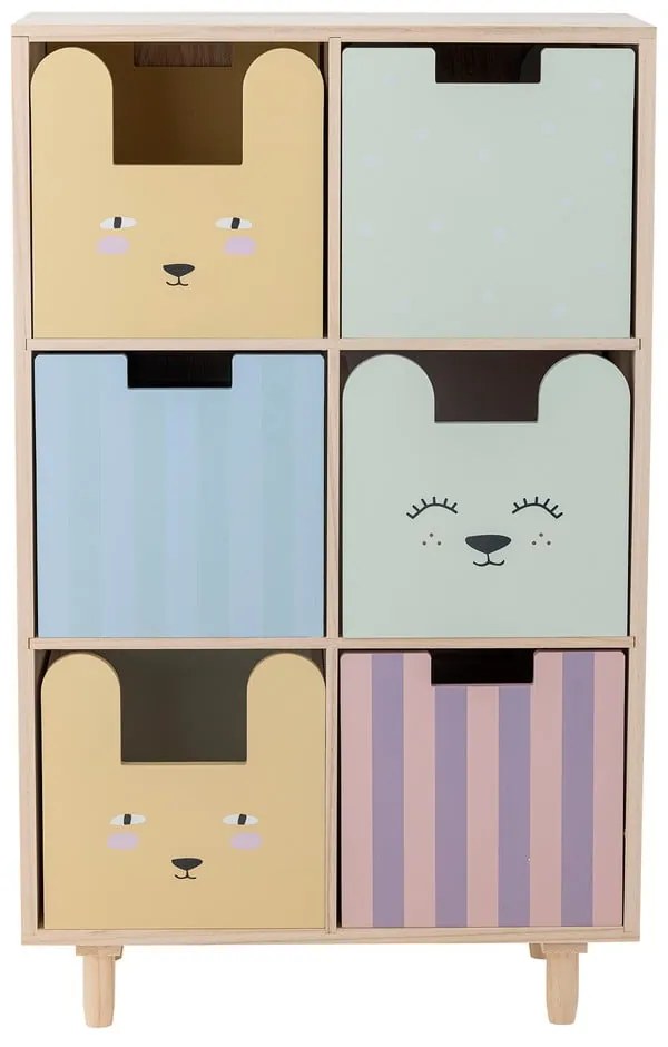 Cassettiera bassa per bambini in legno massiccio di pavlovnia in colore naturale 25,5x88,5 cm Calle - Bloomingville Mini