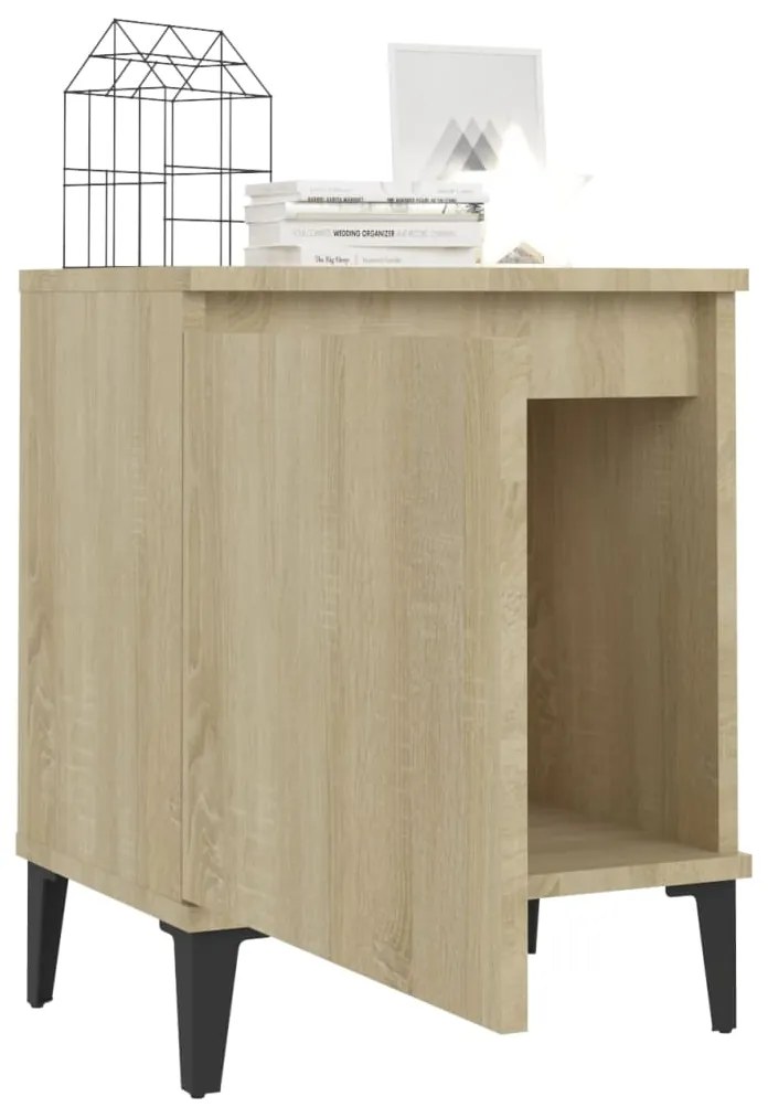 Comodino con gambe in metallo rovere sonoma 40x30x50cm