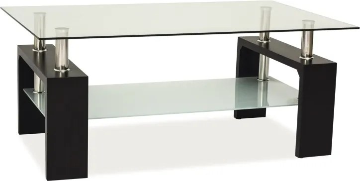 Tavolino da salotto Lisa Basic II in vetro e MDF wengé – 100x60x55 cm