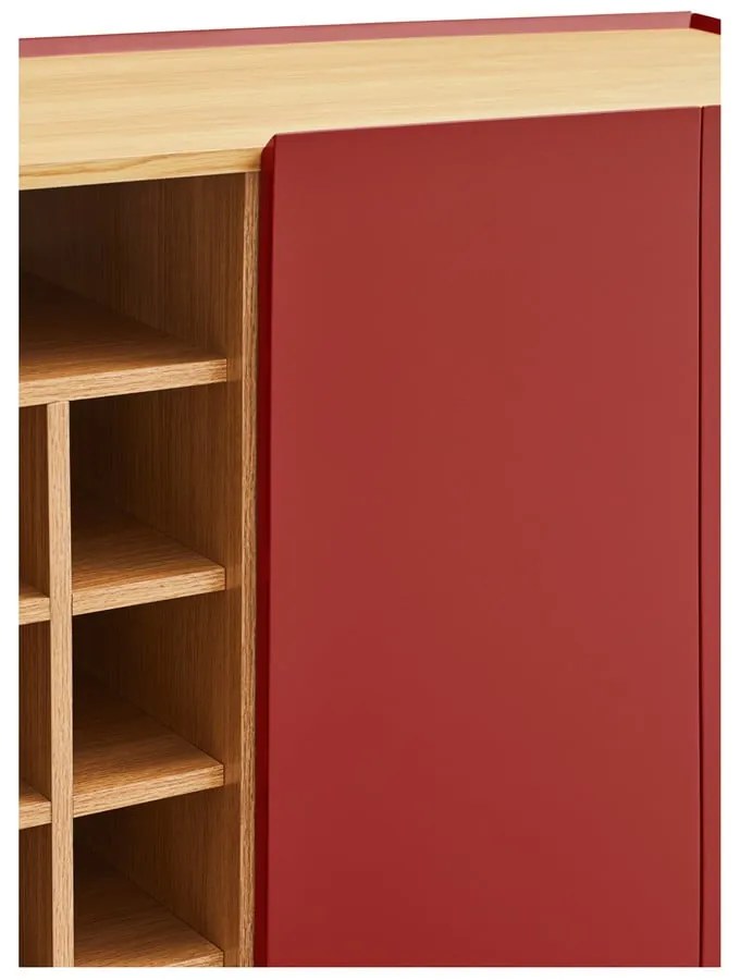 Cassettiera alta rossa effetto rovere95x120 cm Arista - Teulat