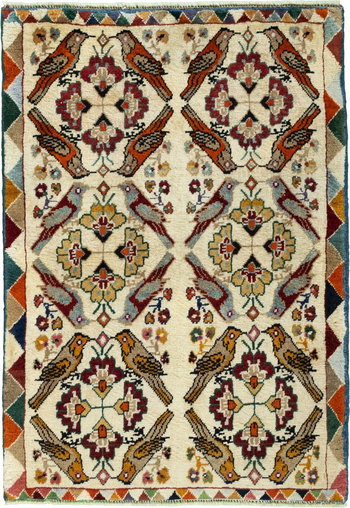 Gabbeh Tappeto 130x90 Beige (Iran) Annodato A Mano