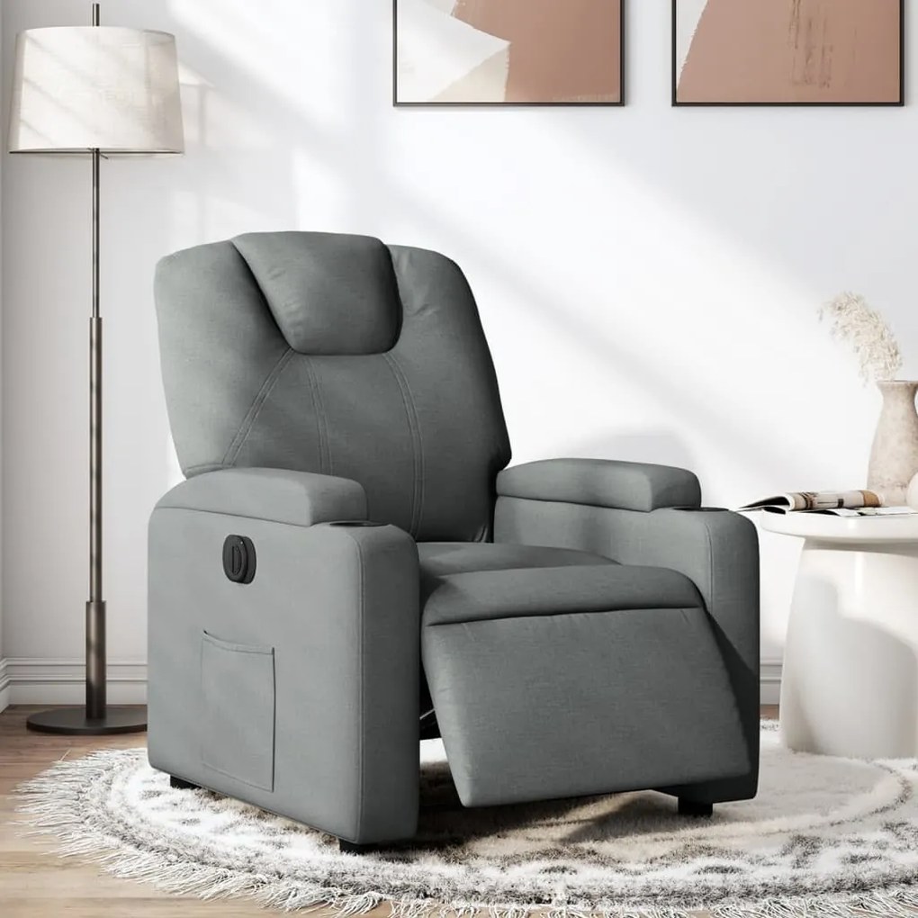 Poltrona Elettrica Reclinabile Grigio Scuro İn Tessuto /