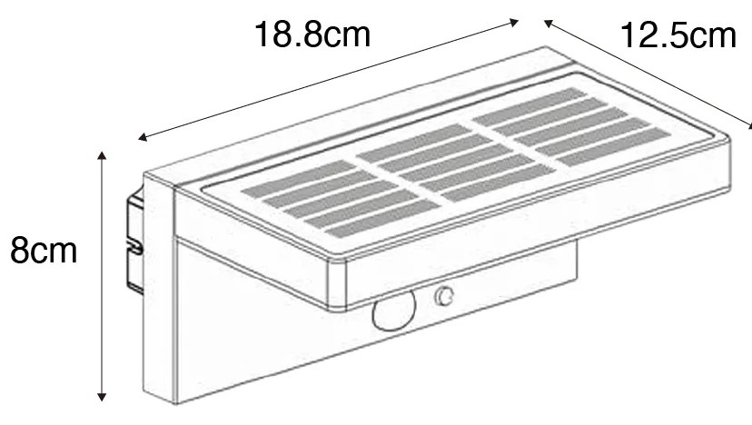 Lampada da parete per esterni grigio scuro con LED e luce dimmerabile a energia solare - Sunnie