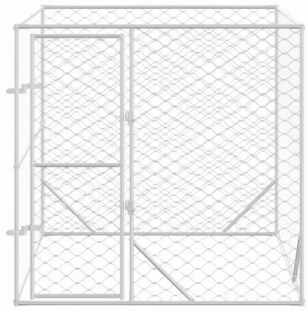 Cuccia per cani da esterno argento 2x2x2 m acciaio zincato