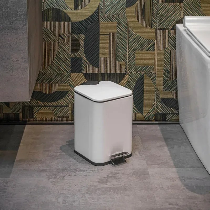 Pattumiera bagno 3lt in acciaio bianco con apertura a pedale e cesto estraibile