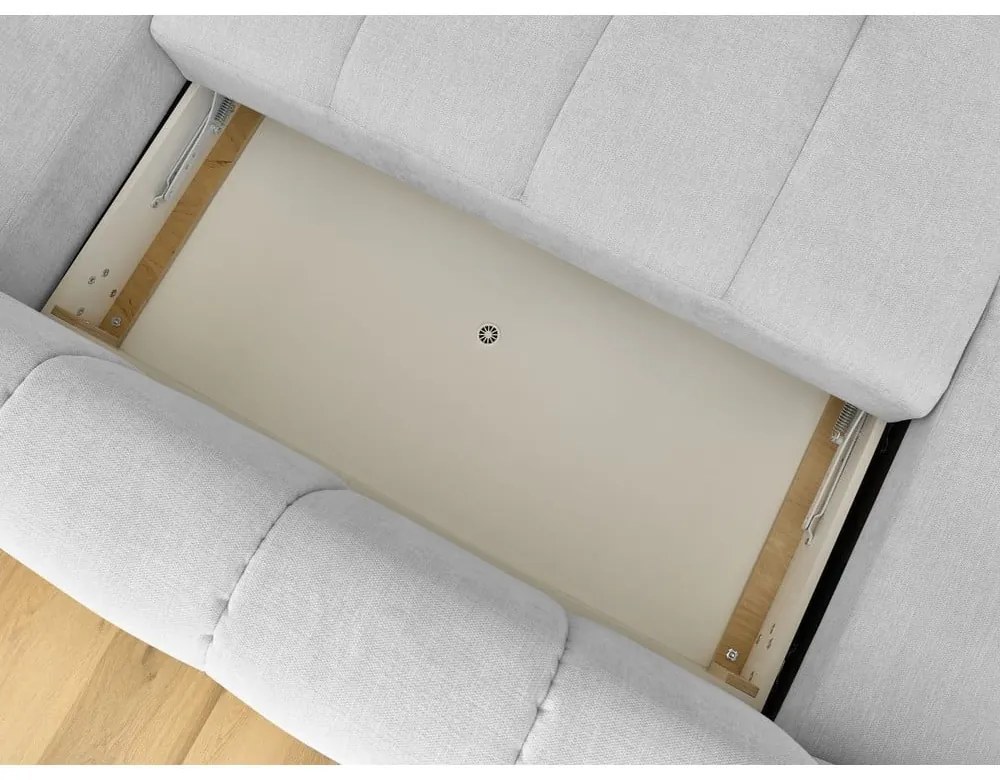 Divano angolare grigio chiaro allungabile e con contenitore (penisola a destra/a U) Fuji – Bobochic Paris