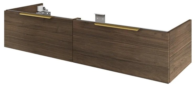 Mobile da bagno sospeso sotto lavabo L 150 x H 32 x P 48 cm noce, 2 ante Neo, Maniglie acquistabili separatamente