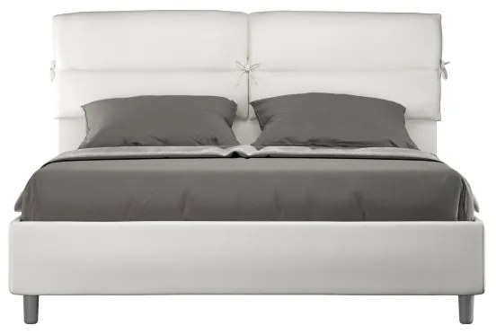Letto matrimoniale contenitore imbottito 160x200 similpelle bianco Nandy
