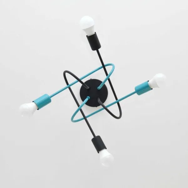 Lampadario a plafone OXFORD 4xE27/15W/230V nero/turchese