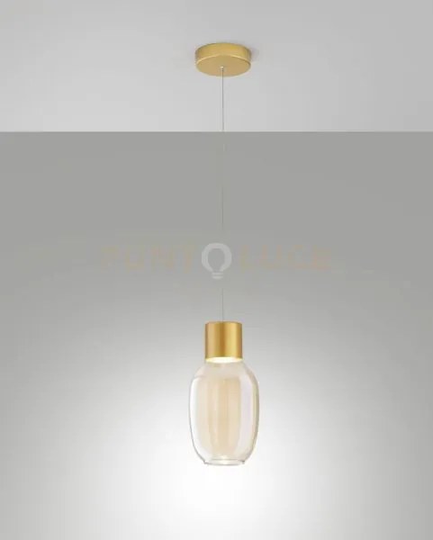 Lapo sospensione 1 luce cognac a led 3000k - 12w - 1300 lm dimmerab...