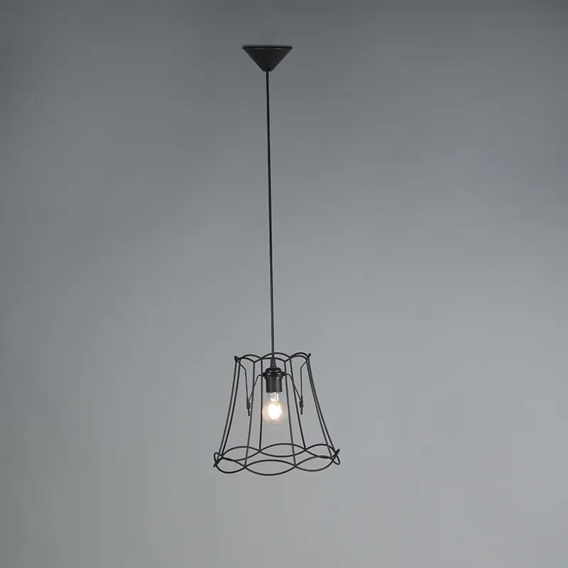 Lampada a sospensione retrò nera 30 cm - Granny Frame