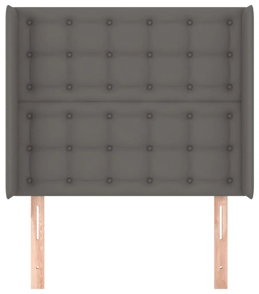 Testiera ad orecchio grigio 93x16x118/128 cm in similpelle