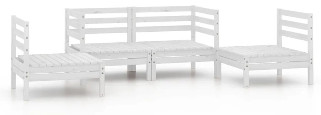 Set Divani da Giardino 4 pz Bianco in Legno Massello di Pino