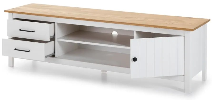Mobile TV bianco in legno di pino 158x47 cm Miranda - Marckeric