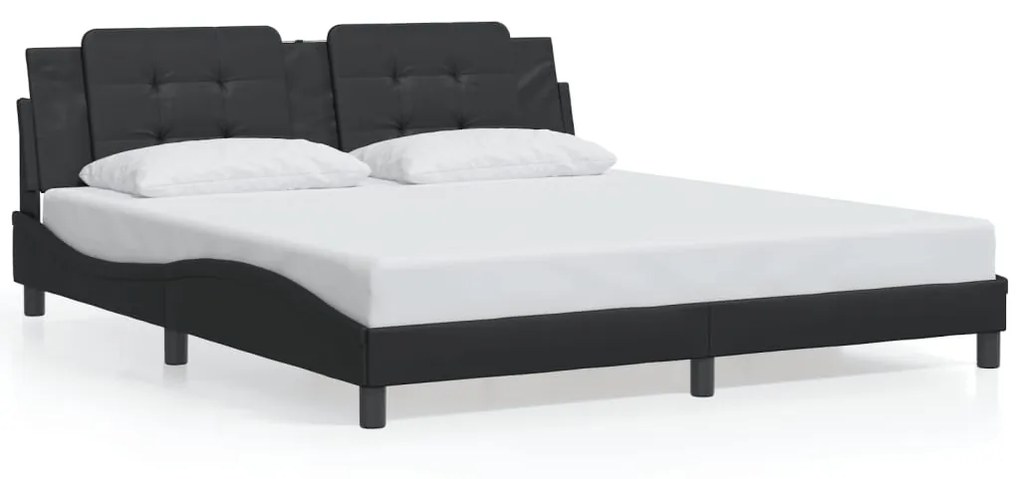 Giroletto Con Luce Led Nero 180x200 Cm İn Similpelle /