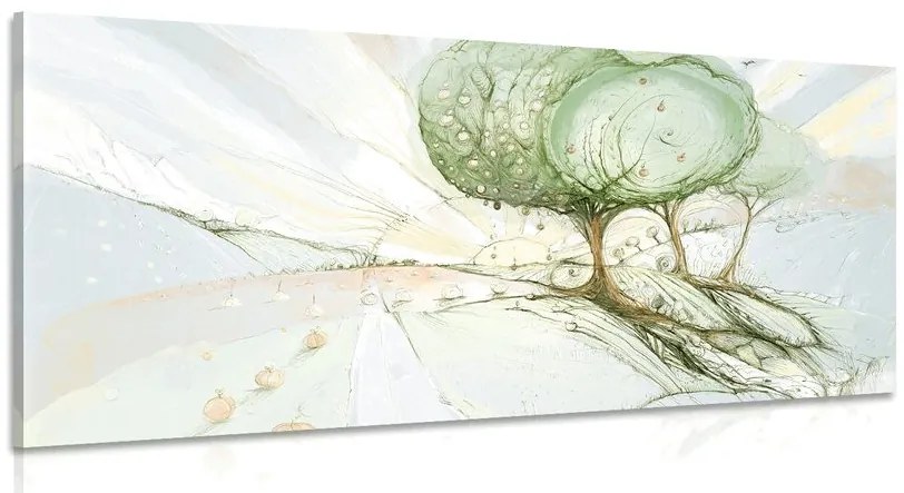 Stampa su tela – Alberi su campo autunnale