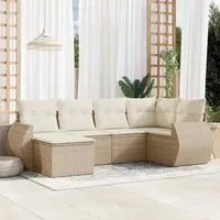 Set Divano da Giardino 6 pz con Cuscini Beige in Polyrattan 3253995