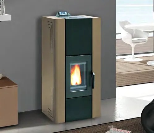 Royal Idro 240 Stufa A Pellet Idro 23kw Serbatoio 50 Kg 62x72x136 Cm In Acciaio Beige