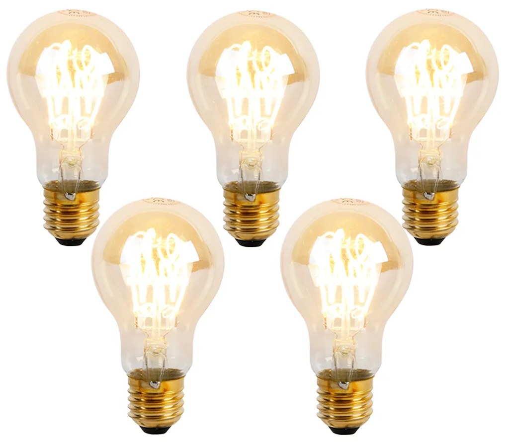 Set di 5 lampadine a spirale LED E27 dimmerabili A60 Goldline 4W 270 lm 2200K