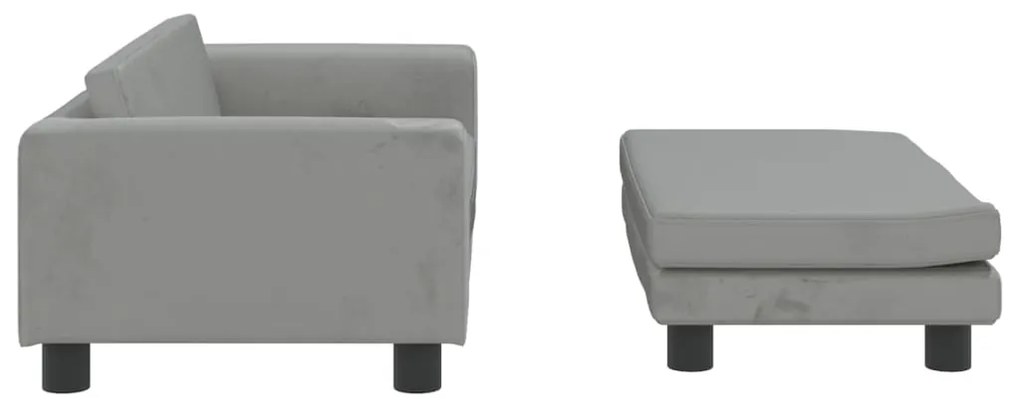 Lettino cani con estensione grigio chiaro 100x50x30 cm velluto