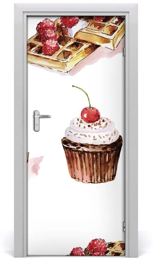 Adesivo per porta Muffin e waffle 75x205 cm