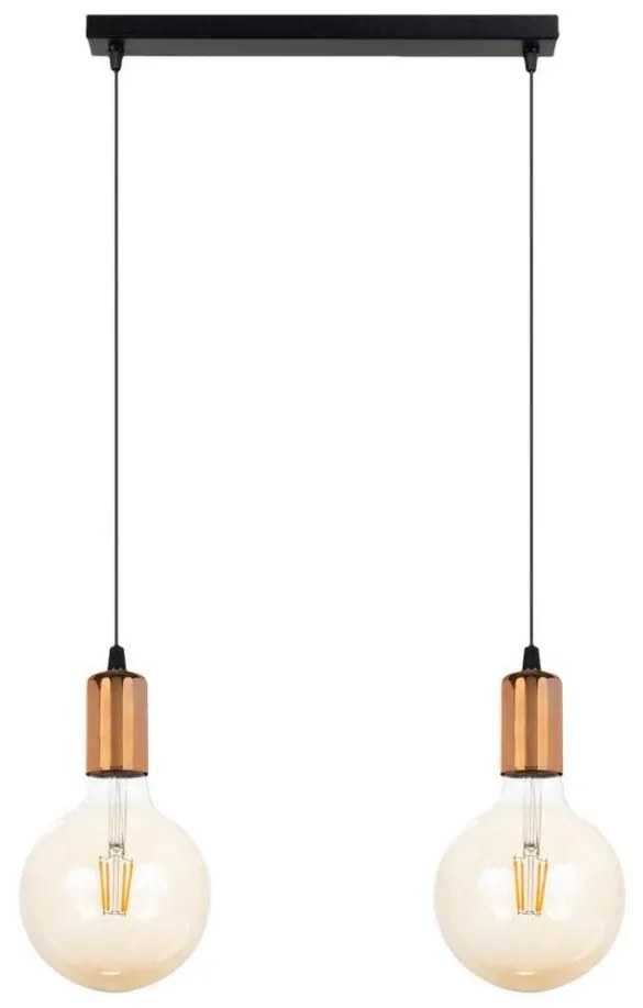 Lampadario a sospensione con filo MIROS 2xE27/60W/230V nero/rame