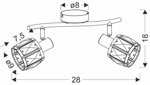 Faretto DUBAI 2xE14/40W/230V nero/oro