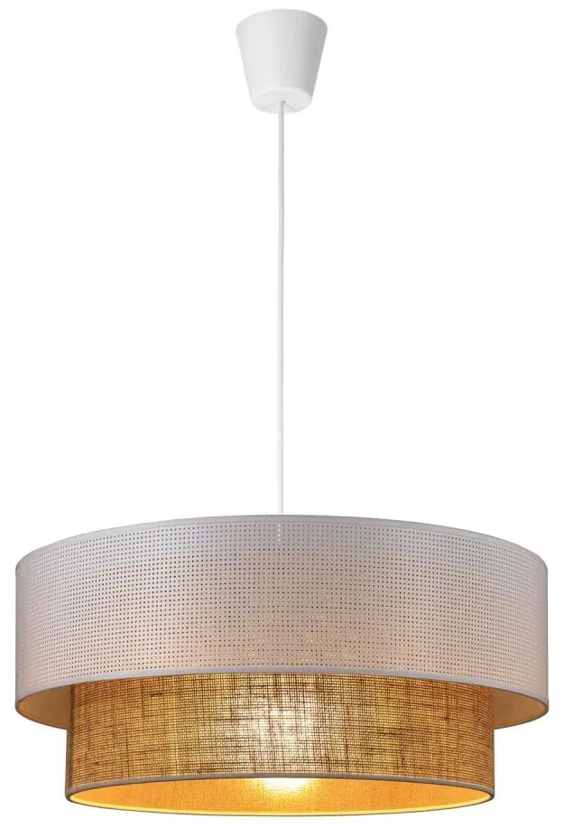 Lampadario a sospensione con cavo BORHO 1xE27/60W/230V bianco/iuta