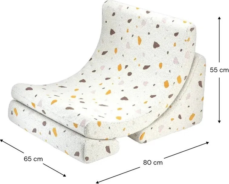 Poltrona per bambini bianca con rivestimento in bouclé e ciniglia Terrazzo Moon – Wigiwama