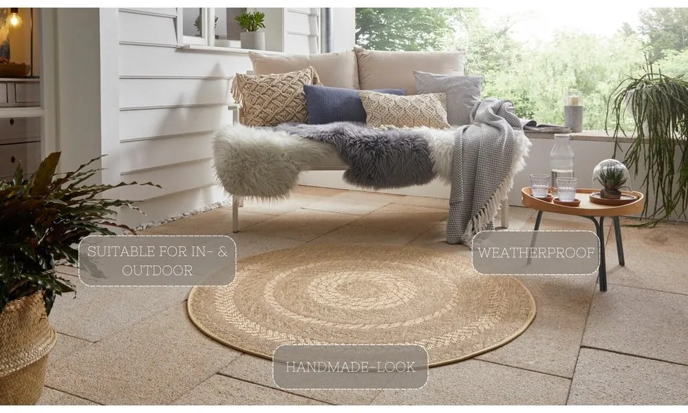 Tappeto da esterno beige, Ø 160 cm Almendro - NORTHRUGS