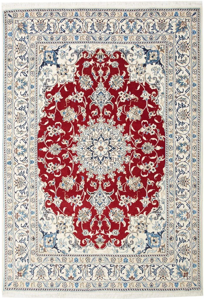 Nain Tappeto 210 x 150 Rosso (Iran) Annodato A Mano